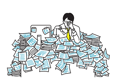 A man is stressed at work. REWIRE PBS Work short-staffed