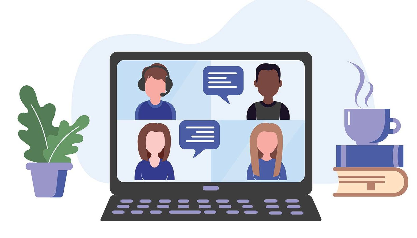 Illustration of a video conference call REWIRE PBS living conversations
