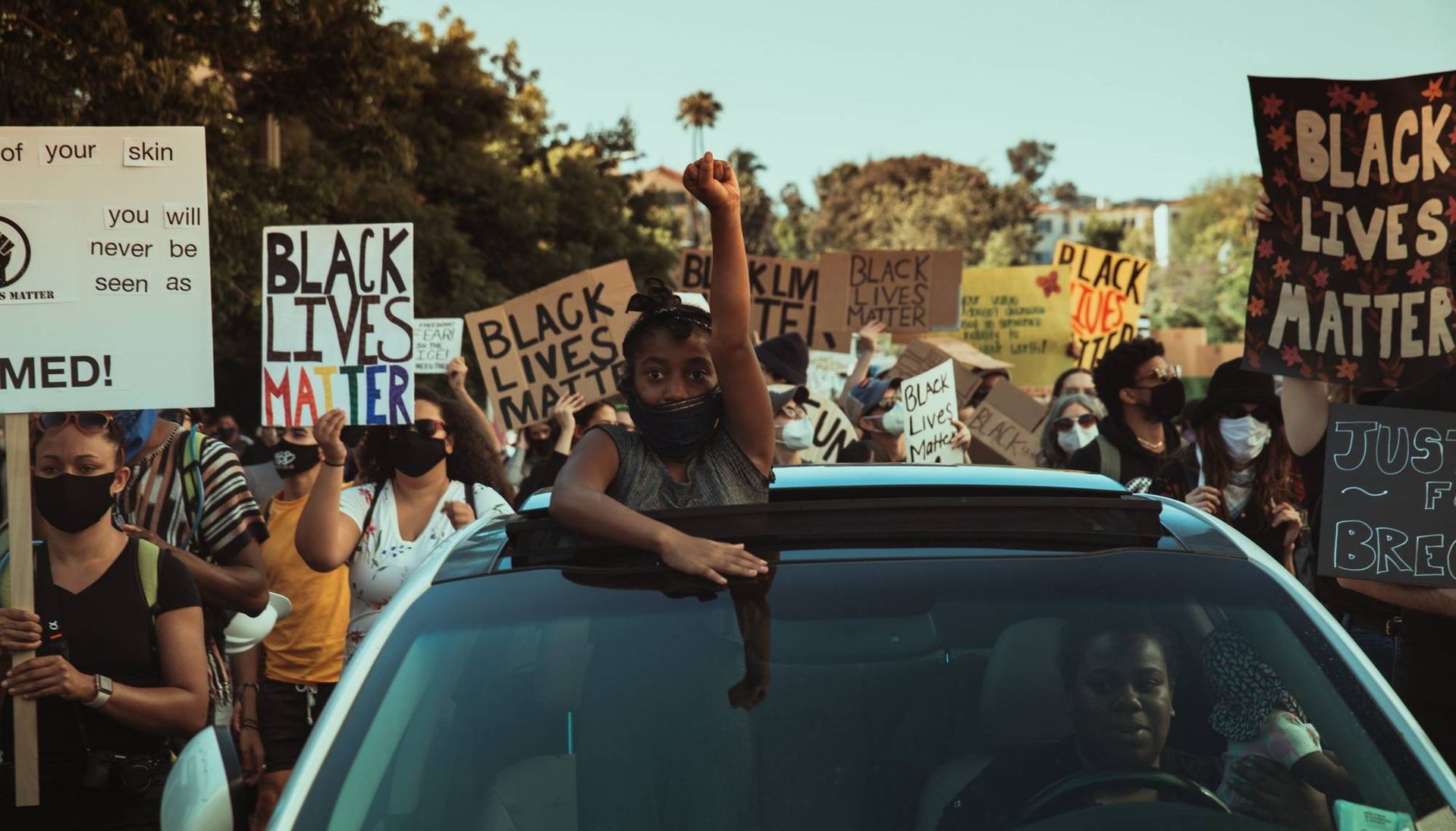 Black Lives Matters protesters on a Los Angeles street