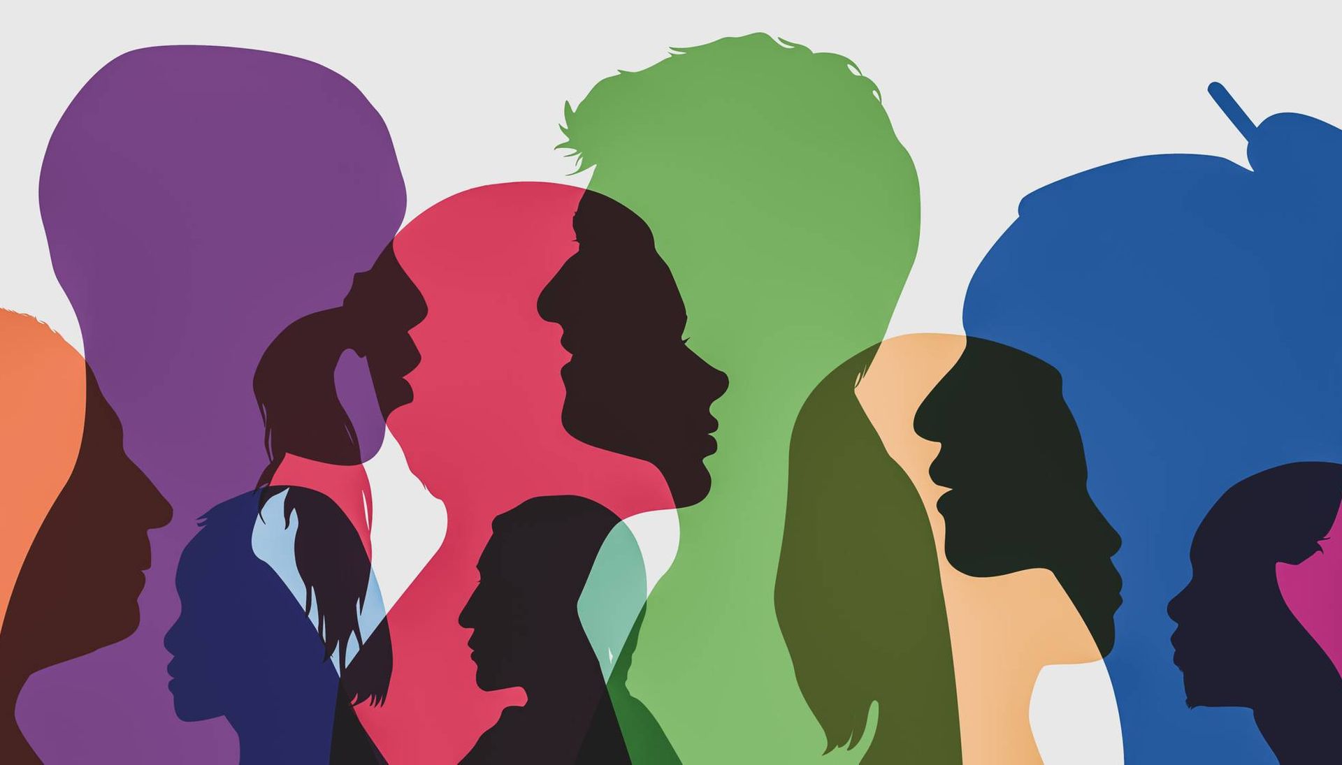 Spectrum of multi-colored heads. Rewire PBS Our Future Interracial Transracial Adoptees