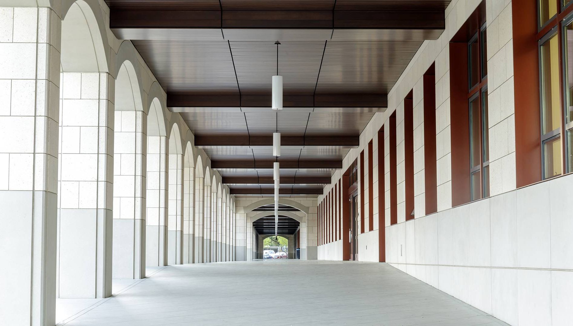 Empty Campus Corridor in Stanford University, California. Rewire PBS Work Gap Year