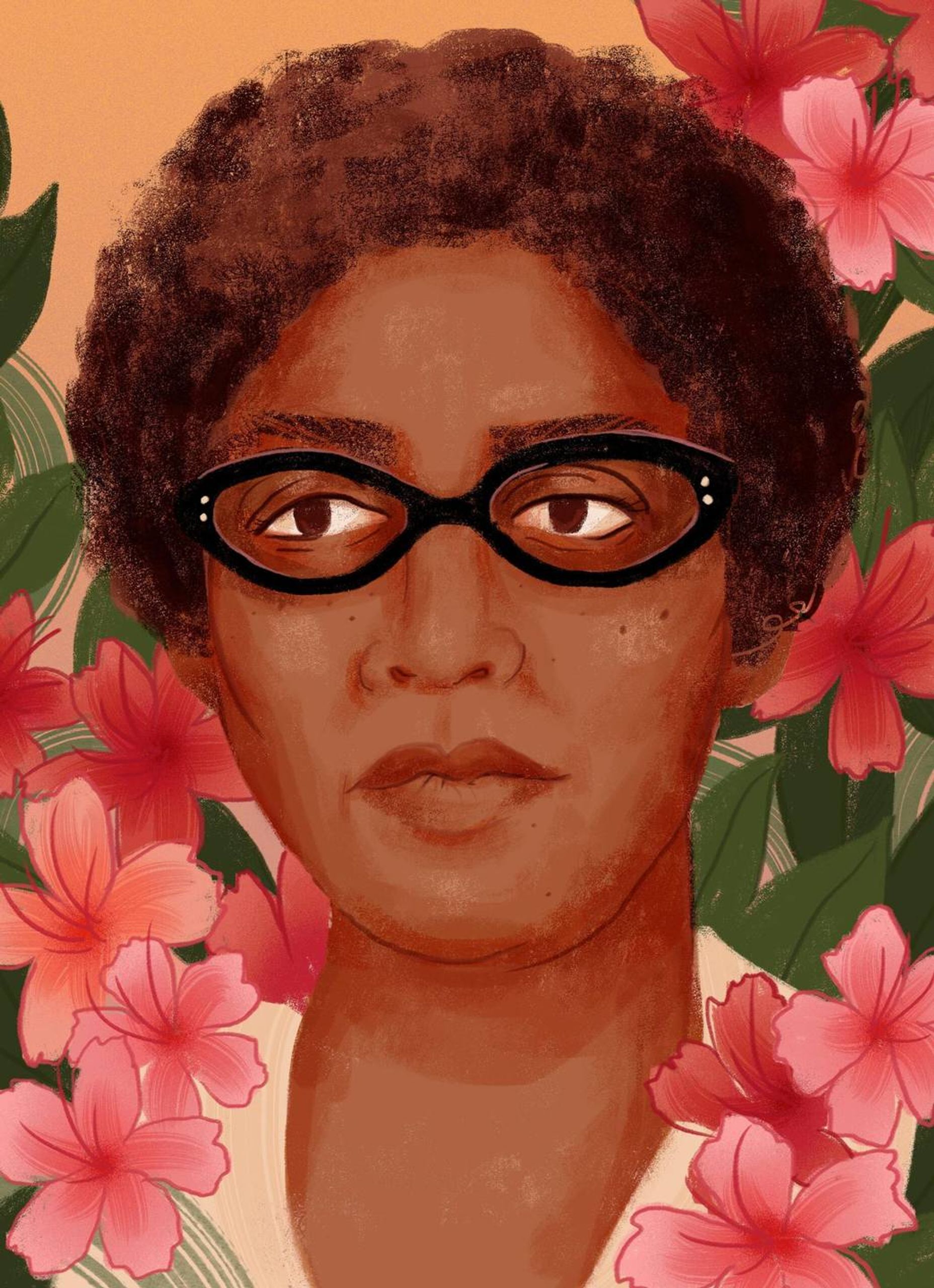 Illustration of Audre Lorde by Stephanie Kubo. Rewire PBS Our Future She Votes