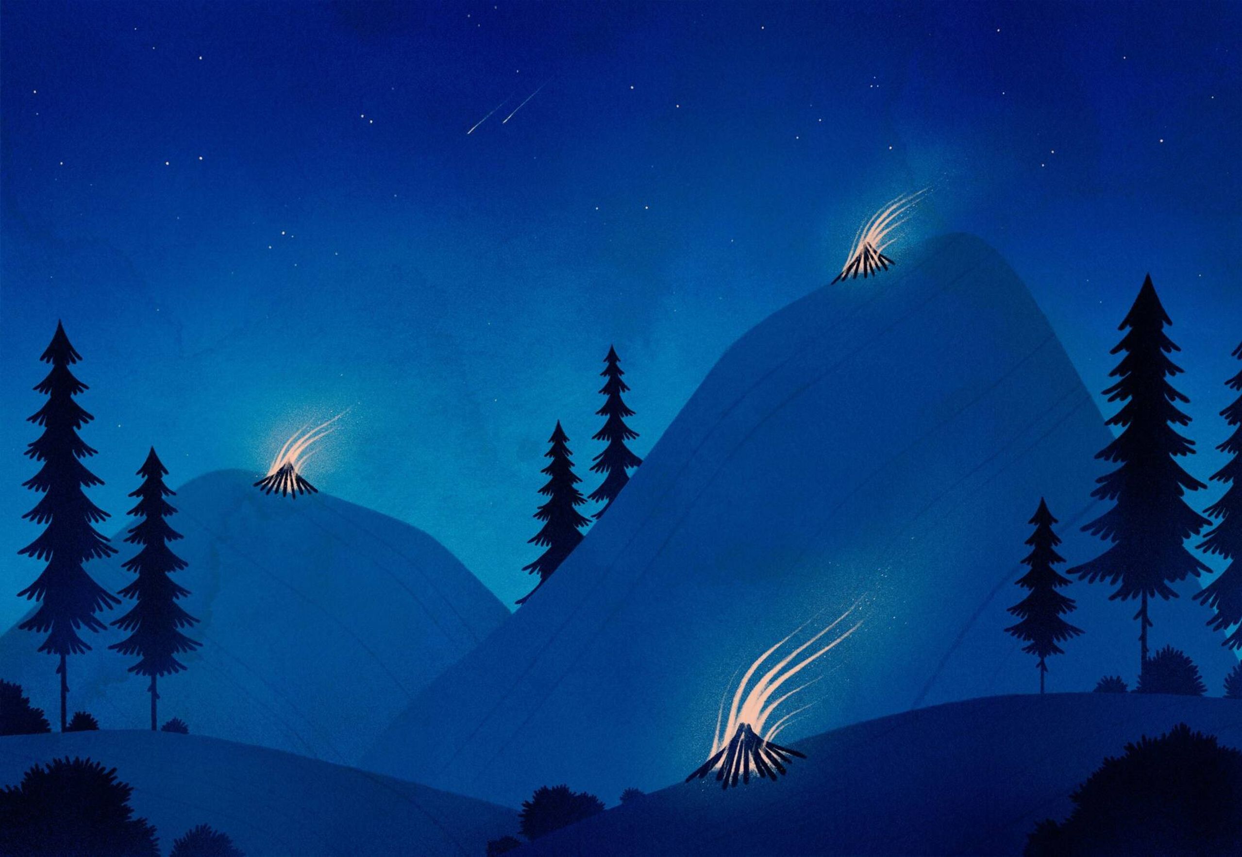 "Bonfires" illustration by Maggie Chiang. Rewire PBS Our Future She Votes