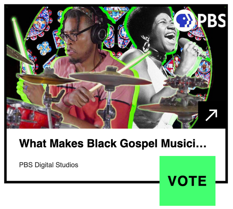 screen shot of Sound Field Gospel episode Webby voting page.